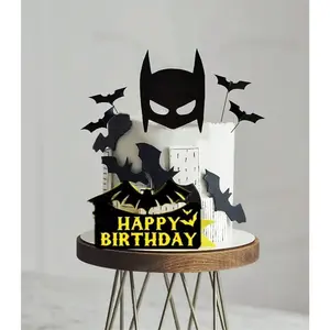 Superhero cake topper bat cake decor happy birthday decorations for hero themed party supplies