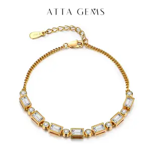 Luxurly Synthetic Moissanite Bracelet D Color VVS1  for Women Engegament Wedding Party Fine Jewelry Gift B007