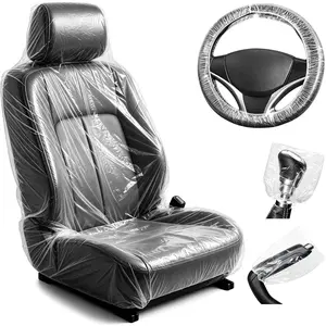 250 Pack Disposable Car Seat Covers, Clear Plastic Seat Protector Set for Cars Includes Steering Wheel, Gear Selector and Handbrake Covers for Bus Auto Truck Accessories