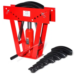 VEVOR Hydraulic Pipe Bender, 16 Ton Manual Copper Exhaust Pipe Bending Machine with 8 Dies (1/2" - 3") and 90 - 180° Adjustable Rollers, Heavy-Duty Pipe Tube Bender for Piping Railing Construction