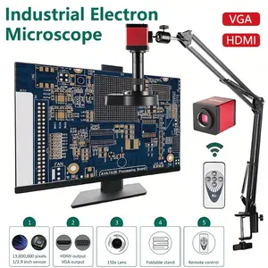 1080P VGA HDMI Port Full HD Camera Industrial Microscope Zoom 150X Lens Adjustable Metal Arm Stand Bracket For Soldering
