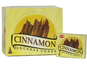 Hem Cinnamon Incense Cones - Solid Aromatic Cones for Rituals & Spells - 10 Cones per Box - Perfect for Purification & Emotion Stimulation