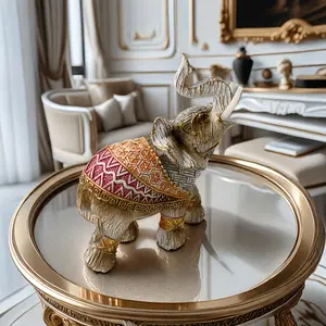 Hand-carved Resin Elephant Statue DP1135764 Modern Minimalist Design Energy-saving Sculpture for Living Room Office Desk Four Seasons Ornaments Decor Decoration