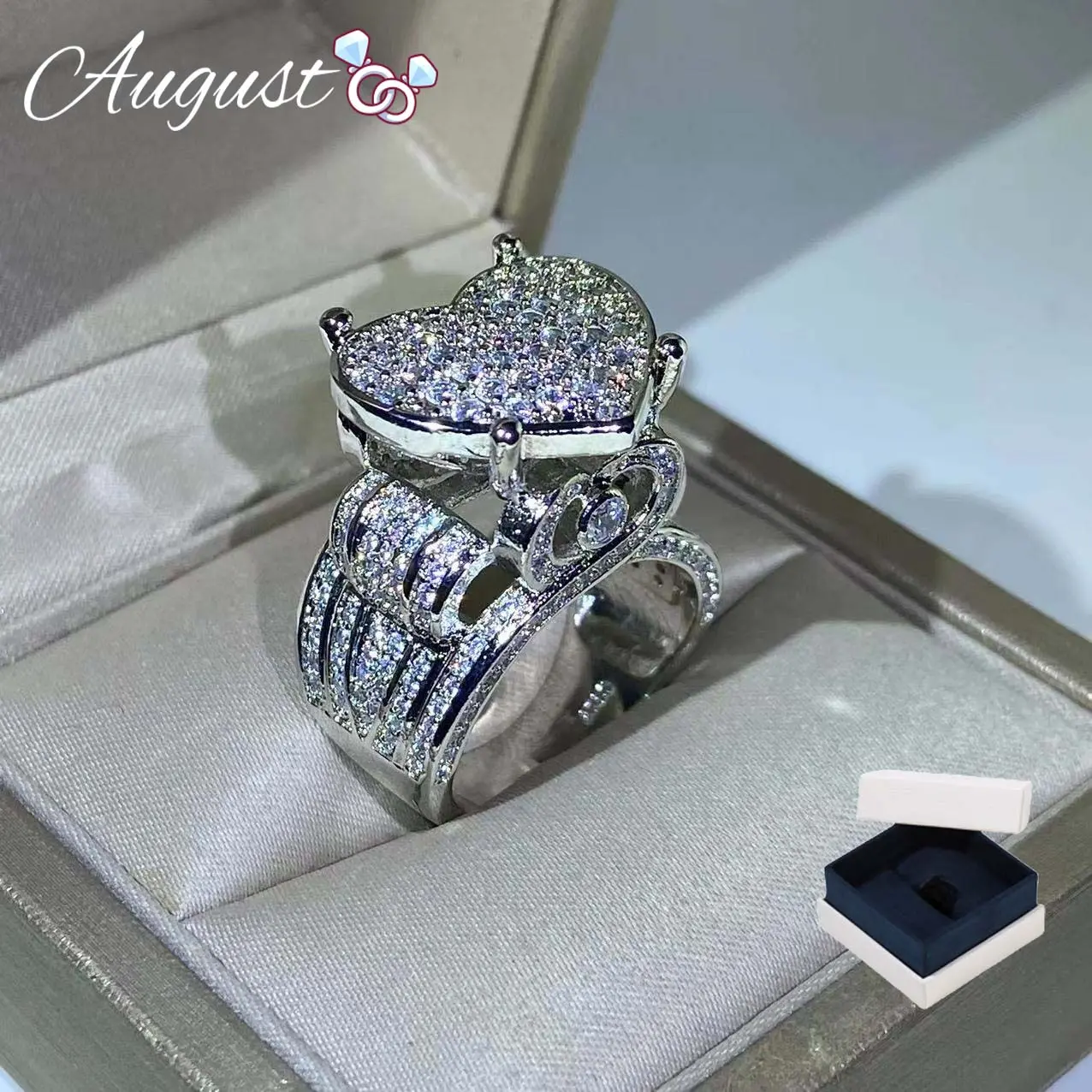 Women's Hip Hop Artificial Gemstone Ring - Heavy Design Cubic Zirconia Engagement Ring, Wash-Safe Bling Statement Piece, Exquisite Packaging, Sizes 5-11 for Anniversaries, Engagement Rings