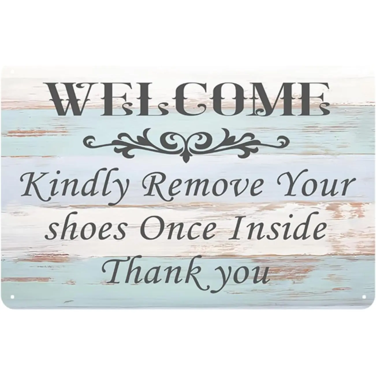 Vintage Metal "Please Take Your Shoes Off" Designer-Style Decorative Home Sign - 12x8 in Plaque, Porch & Entrance Wall Art Home Decor Accessory, Designer-Style Home Signs, Decorative Home Signs