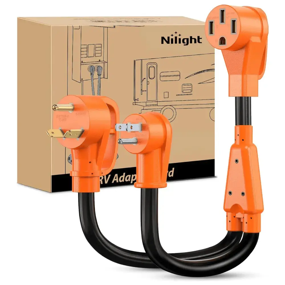 Nilight 15A-30A to 50A RV Y Splitter Adapter - Compatible with Extension Cord, Plug, Power Cord, Socket for Recreational Vehicles, Rv Extension Cord, Rv Plug
