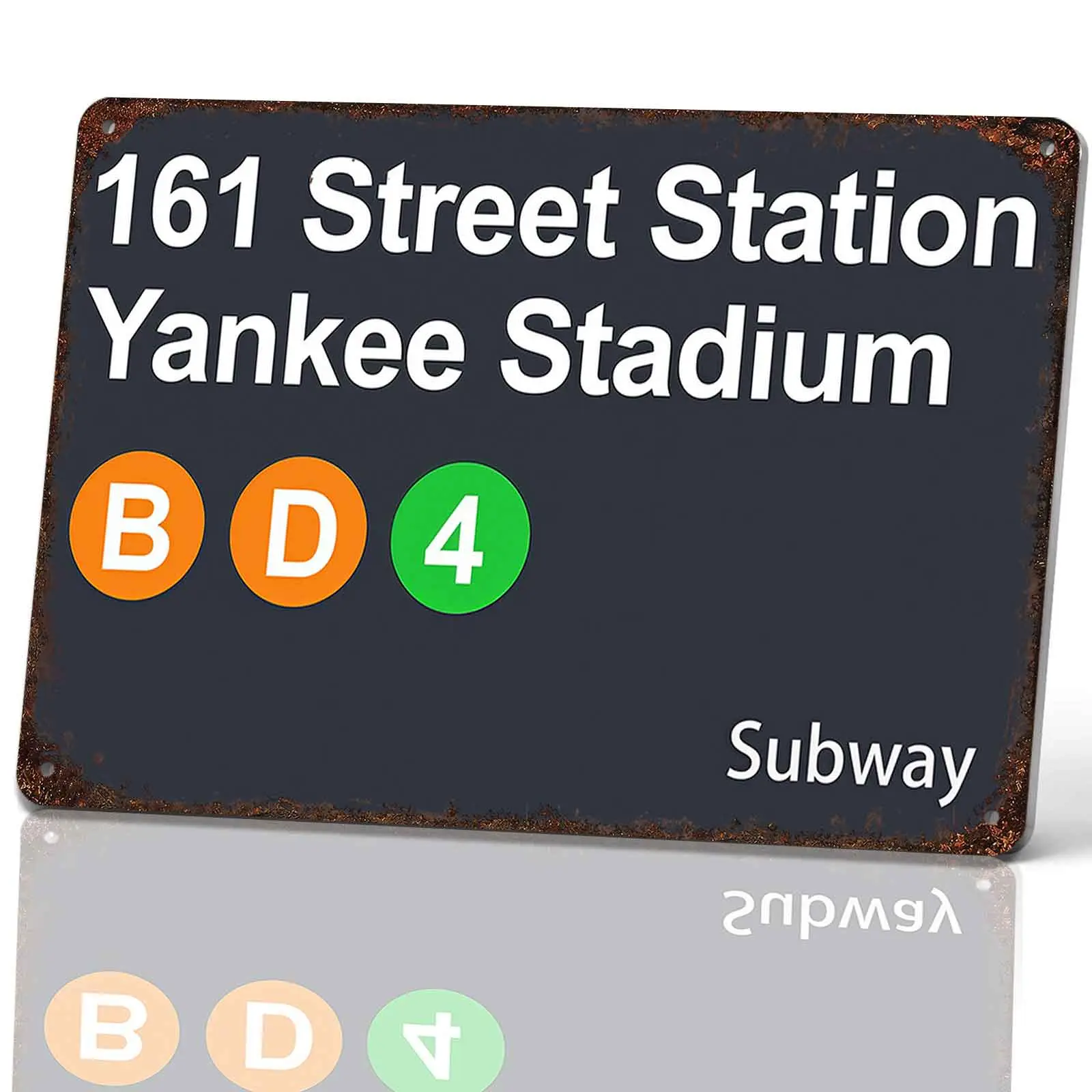 NYC 161st Street Yankee Stadium Subway Sign, 8x12 in Durable Aluminum Wall Decor, Indoor-Outdoor Safe Plaque, Takes 2 Minutes to Hang for Bar Game Room Room Decor, Gaming