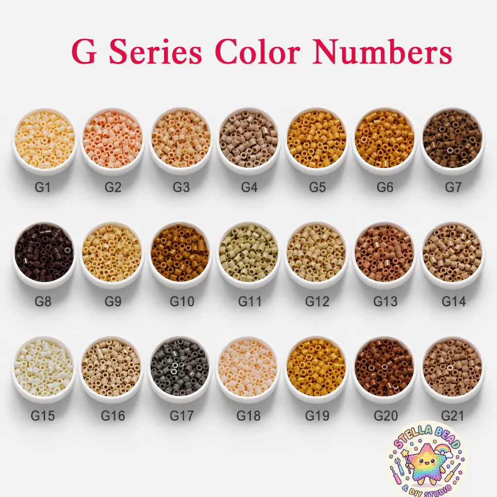 Stellabead 2.6mm Fuse Beads G Series Earth Tone Colors Refill Pack - 1000/4000/10,000 Beads Per Color, 21 Color Options for DIY Crafts & Pixel Art Projects