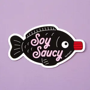 Soy Saucy Vinyl Sticker – Humorous Food Pun Decal, Laptop Water Bottle Decal Sticker