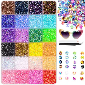 24000 Pcs 3mm Multicolor Resin Rhinestones Set with Tweezers & Precision Tool, Sparkly Shiny Craft Embellishments for DIY Crafts, Nail Art, Tumblers, Mugs, Shoes, Clothing, Bags, Phone Cases, Gift Decor & Party Projects