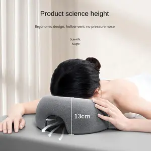 U-shaped Pillow 1 Piece Soft Massage Pillow Breathable Comfortable for Spa Salon Bathroom Gadgets Home Supplies Ergonomic Design Hollow Vent No Pressure Nose Body Care