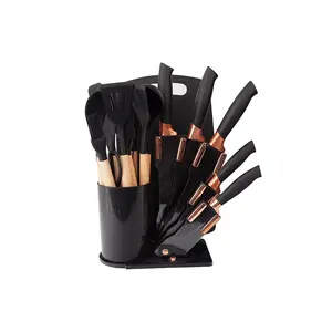 KitchenBliss 19pcs Silicone Kitchenware Set, Food Grade Silicone Cooking Spoon, Shovel, Cutting Board, EggBeaters, Fruit Knife, Chef Knife, Combination Set, Heat Resistant Kitchen Supplies,Utensils,Storage,Modern,Portable,pots pans set Cookware