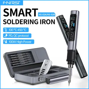 FNIRSI HS-02 Smart Soldering Station 100W with 3 Second Heating Adjustable Temp Auto Sleep 6 Quick Heat Tips Portable Storage Case with Built-in Iron Stand Great for Electronics Repair and Hobby Work