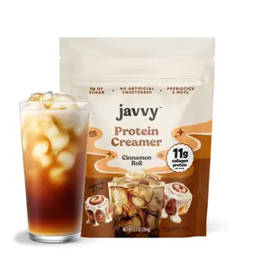 Javvy Cinnamon Roll Protein Coffee Creamer - Grass Fed Pasture Raised Collagen - Hair, Skin & Nail Support, Energy-Boosting MCTs, Keto Friendly, Lactose Free & Gluten Free, No Added Sugar, 11g of Protein
