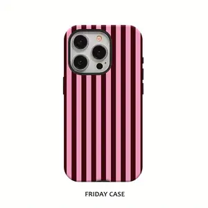 Fashionable Striped, Dark-Colored, Dual-Layer Protective Phone Case for Iphone 17, 17 Pro, 17 Air, 16 Pro Max, 15 Pro, 13, 11, 12, XS, 8 Plus, And 7, 2-In-1 Case, Phone Case, Phone Cases, Handy Case, Case Cover Sm Compatible with Samsung Galaxy S25