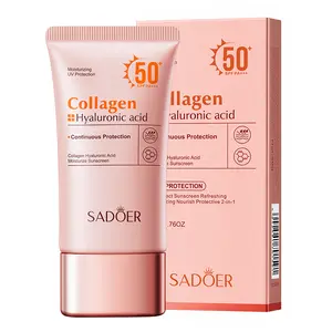 Collagen & Hyaluronic Acid Sunscreen SPF50+, a 2-in-1 protective and moisturizing sunscreen for daily and outdoor scenarios. It is formulated with dual skincare ingredients, collagen and hyaluronic acid.