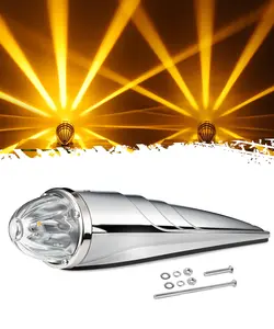 Partsam Glass Watermelon Cab Lights Clear Lens Amber LED Top Marker Hi/Low Beam Roof Running Lights Assembly with Chrome Alloy Base for Peterbilt Freightliner Mack Heavy Trucks (1PCS)