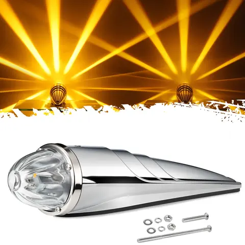 Partsam Glass Watermelon Cab Lights Clear Lens Amber LED Top Marker Hi/Low Beam Roof Running Lights Assembly with Chrome Alloy Base for Peterbilt Freightliner Mack Heavy Trucks (1PCS)