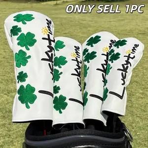 Floral Prints Four Leaf Clover Design Golf Club Covers, Head Covers for Drivers Fairways Hybrids, Unisex Outdoor Golf Accessories