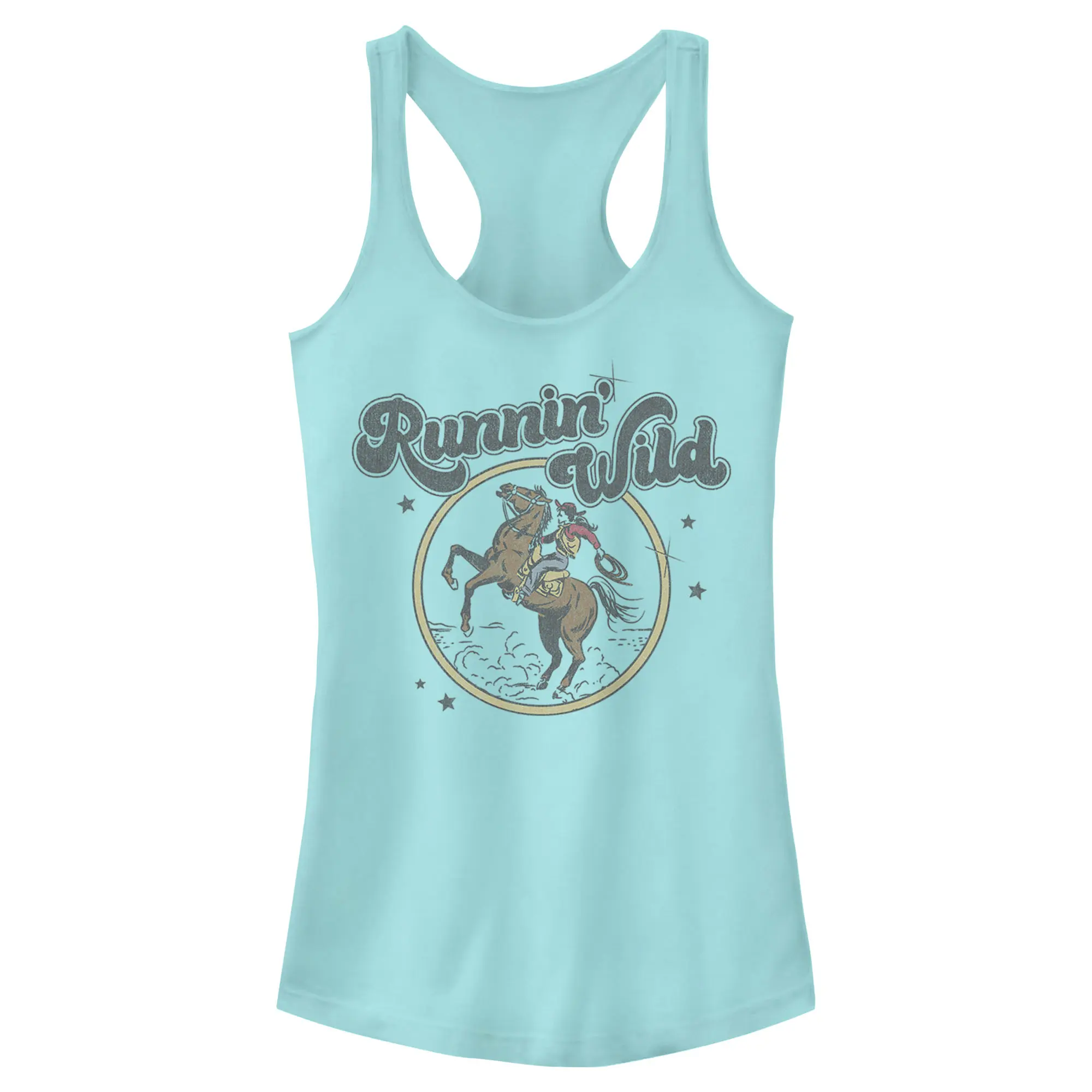 Juniors Womens Lost Gods Distressed Runnin’ Wild Racerback Tank Top
