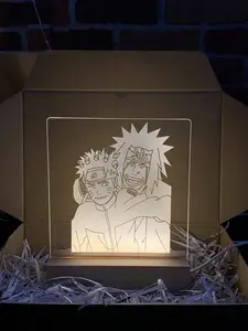 Naruto and Jiraiya Acrylic Plaque With Wood Stand - Naruto Anime Character