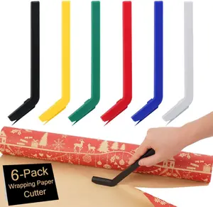 6Pcs Wrapping Paper Cutter, Handheld Gift Wrap Cutter Tool Blade Paper Slicer Christmas Gift Wrapping Paper Cutter Cutting Tools for Wrapping Paper Craft Paper Multiple Colors
