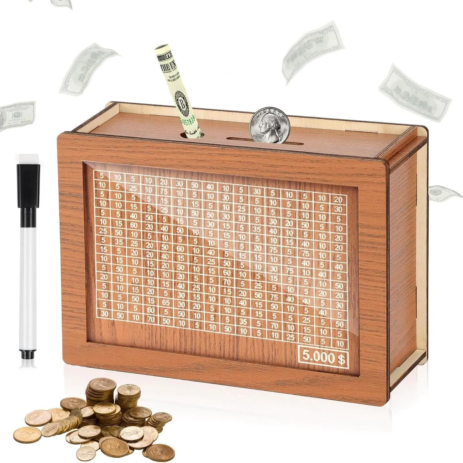 New Money Box with Counter, Vintage Creative Wooden Piggy Bank, Perfect Gift for Kids and Friends, Retro Style Savings Jar, Cash Saving Box, Coin Bank