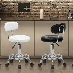 【Summervibes】Ubesgoo Round Adjustable Salon Stools (2 Versions Available) - Backrest-Included & Backrest-Free Options, Black & White Color Choices, Ideal for Bar Counter & Study Room