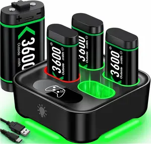 Rechargeable Xbox One Controller Battery Pack with 4x3600mWh Rechargeable Battery Charger Station for Xbox Series X|S, Xbox One S/X/Elite Controllers