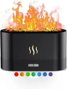 Essential Oil Diffuser, Flame Oil Diffuser - Aromatherapy Aroma Humidifier, Upgrade Multicolored Noiseless - Perfect for Bedroom Home Office (180ml Classic Flame, Black)