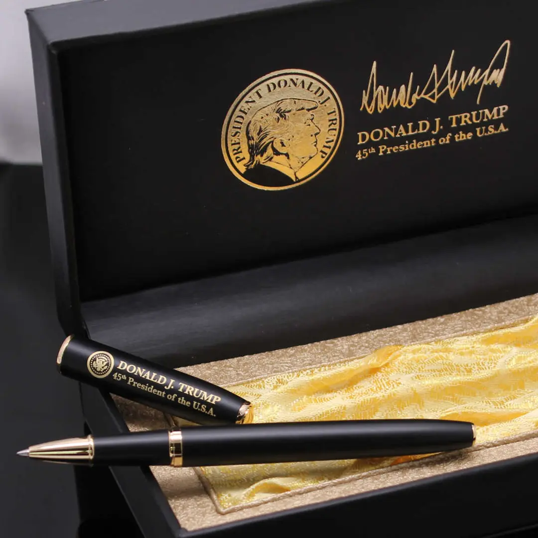 President Trump Executive Order Pen - Deep Black & Gold Replica with Collectible Display Box