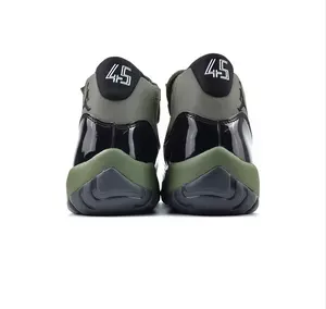 High-Top Olive Green & Black Patent Leather Sneakers with Cushioned Sole, Retro Street Style for Daily Wear