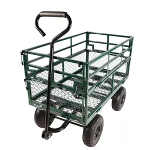 Portable Multi-Functional Garden Mobile Cart Trolley - Double Fence Heavy-Duty On Wheels Trolley, Removable Mesh Side, Folding Design, 600-lb Capacity, Powerful Inflatable Tires, Heavy-Duty Trollies,summervibes