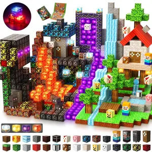 Light Up Magnetic Building Blocks 200PCS, Glowing Magnetic Cubes with LED Light Up, Forest Portal，STEM Montessori Educational Sensory Toys for Toddlers Age 4-8, Building Construction Set, Christmas Birthday Gifts for Boys and Girls