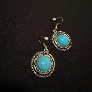 Vintage Turquoise Round Drop Earrings
