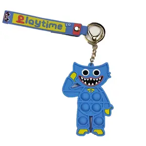 Poppy Playtime Flash Light Keychain Luminous Silicone Poppy Pendant Cartoon Game Key Ring Bag Charm Kids Gift