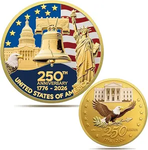 USA 250th Anniversary Commemorative Coin, 4th of July Metal Coin Collection, Perfect for Coin Enthusiasts, History Lovers, Americans, Young and Adult.