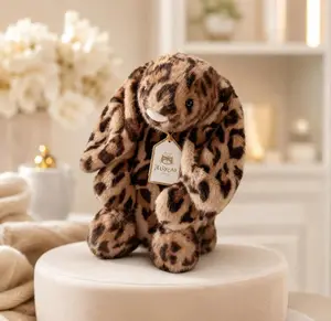 Jellycat Leopard Bunny Plush, Soft Spotted Rabbit Stuffed Animal, Cute Leopard Print Bunny Toy, Cozy Collectible Plush Gift for Girls Kids Birthday Room Decor