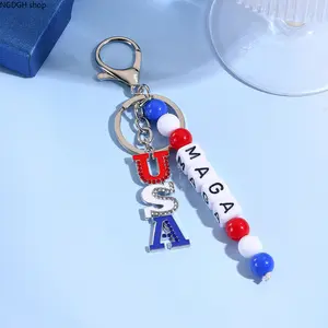 Patriotic WWJD Cross Keychain - Silver Keyring with Red-White-Blue Flag Cross, WWJD Letter Beads, Lightweight Durable Faith Accessory for Men, Ideal for Bag Purse Keys & Spiritual Encouragement Gift (Sports & Outdoor Accessory)