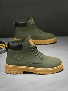 Men's High-Top Work Boots | British-Inspired Design Ankle Boots | All-Purpose Autumn Shoes Rubber Tactical Work Boots