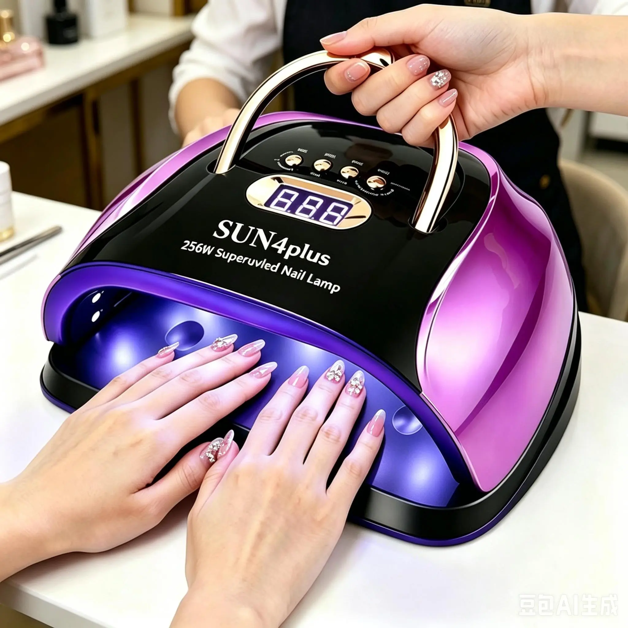 2026 UV LED Nail Lamp 256W, Professional Gel Nail Lamp, Nail Curing Lamp with Automatic Sensor & 4 Timers Drying,Fast Curing Lamp, 4-Speed Timing UV Nails Lamp, 57 LED Beads & Automatic Sensing for home & Salon Use Nail Lamp Cured Gel Polish DIY  Manicure