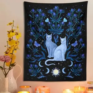 Decorative Cat Pattern Tapestry for Ramadan Decor, 1 Count Modern Hanging Blanket, Mean Girls Decorations, Wall Art Poster for Home Bedroom Living Room, Happy Ramadan Decorations, Bedroom Accessories