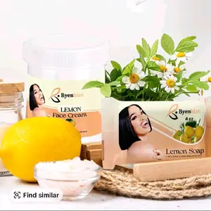 Byenblan Lemon Citrus Glow Face Cream & Soap Set - 4oz Exfoliating Face Cream & 7oz Soap for Gentle Skincare