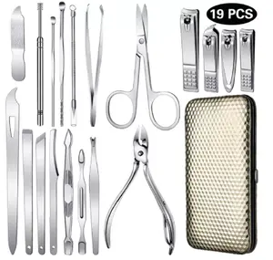 TIKA 19-Piece Stainless Steel Manicure and Pedicure Kit, Complete Nail Grooming Set for Travel and Home