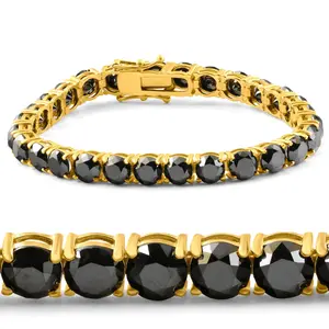 35Ct Black Diamond 14k Yellow Gold Women's Tennis Bracelet 7"