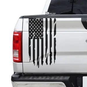 Precut American Flag Side Rear Tailgate Decal Stickers fits Most Pick Up Trucks