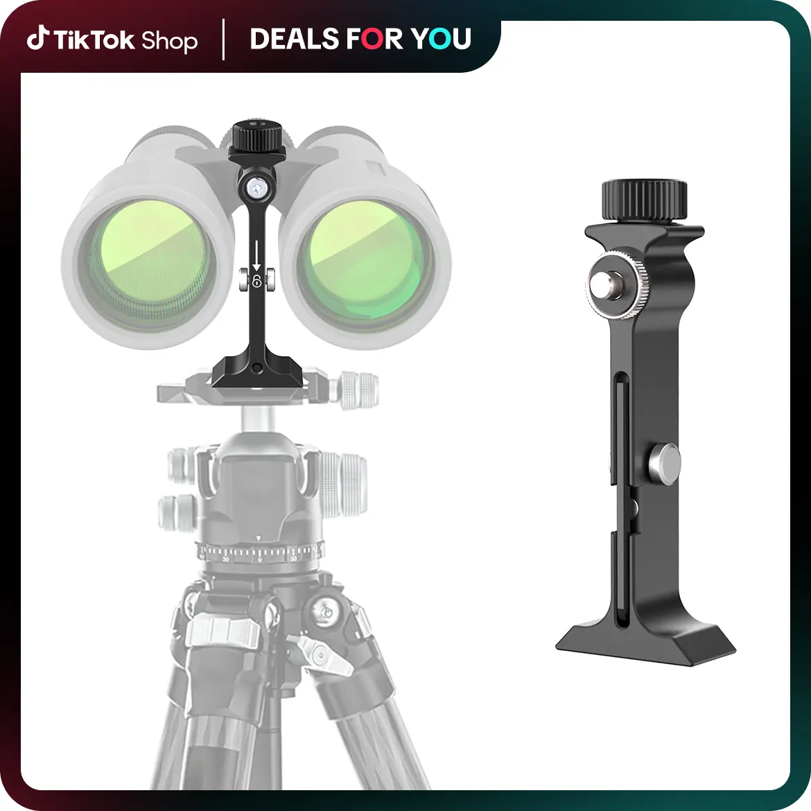 Binocular Tripod Adapter, Compact T6061 Aluminum Alloy Quick Release Mount for Arca-Swiss Heads, Lightweight Camping Accessories for Large Binoculars, Astronomy & Hiking