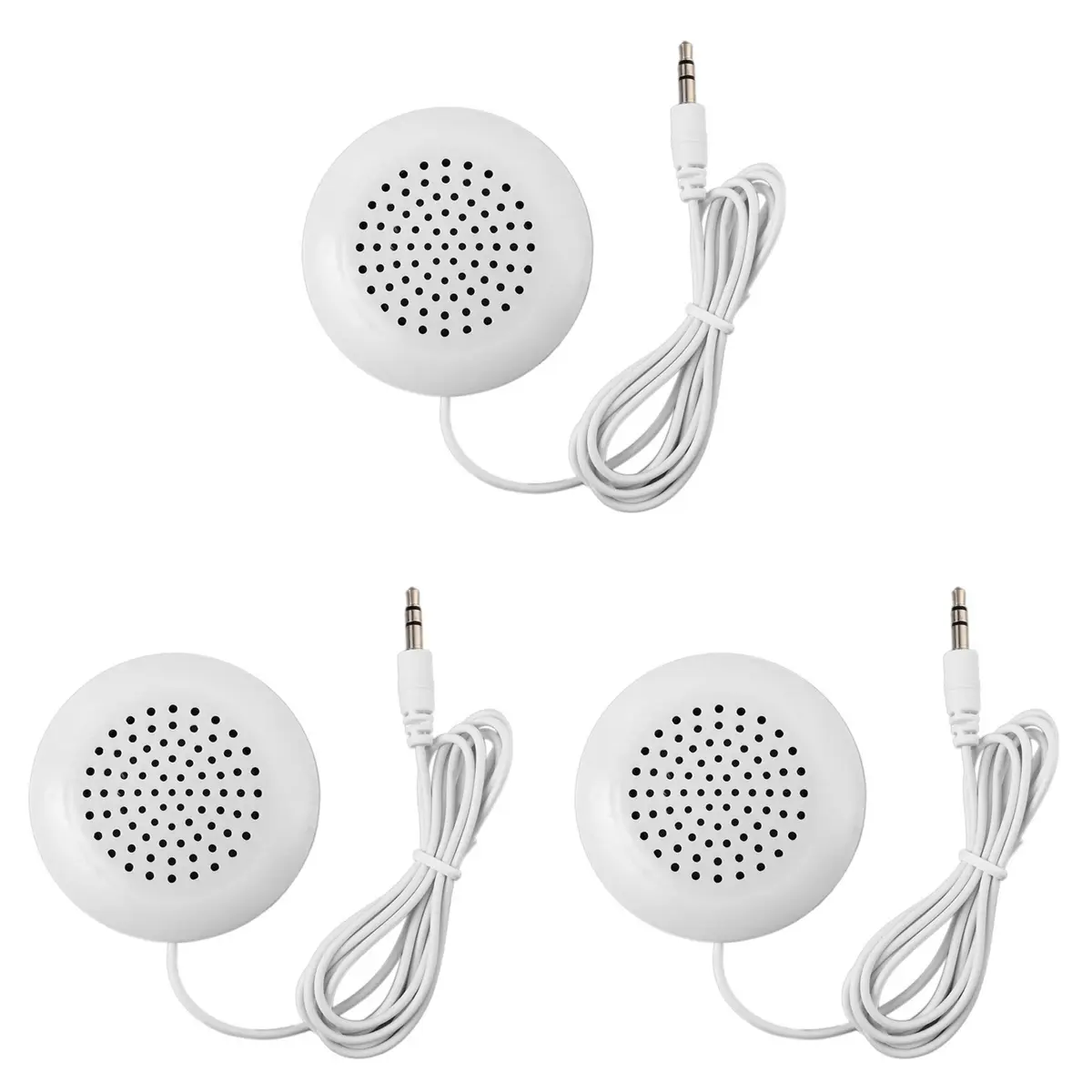3-Pack 3.5 mm Plastic Pillow Audio Speakers (3 x Speaker, 24g/pcs) - Portable Wired Aux Plug Accessory, Fits Most Electronic Devices Including Music Players, Helps You Sleep Well