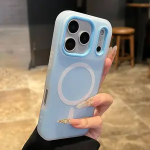 [Luxury Candy Color Case] Phone Case: Luxury Candy Color 2-in-1 Magnetic Phone Case Compatible with iPhone 17 Pro Max Air 16 15 14 13 Pro Max Plus Samsung Cover Matte Soft Shell Magnetic Wireless Charging 17ProMax Cases Shockproof Back Cover Accessories
