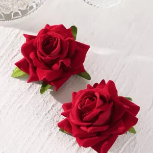 Red Roses Hair Clips Set of 2 Mini Hair Claws for Wedding Prom Birthday High-Quality Durable Accessories Statement Piece